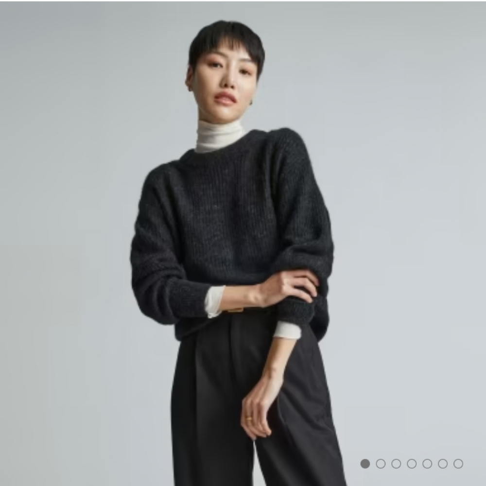 NWT Everlane Alpaca Crew Heathered Black